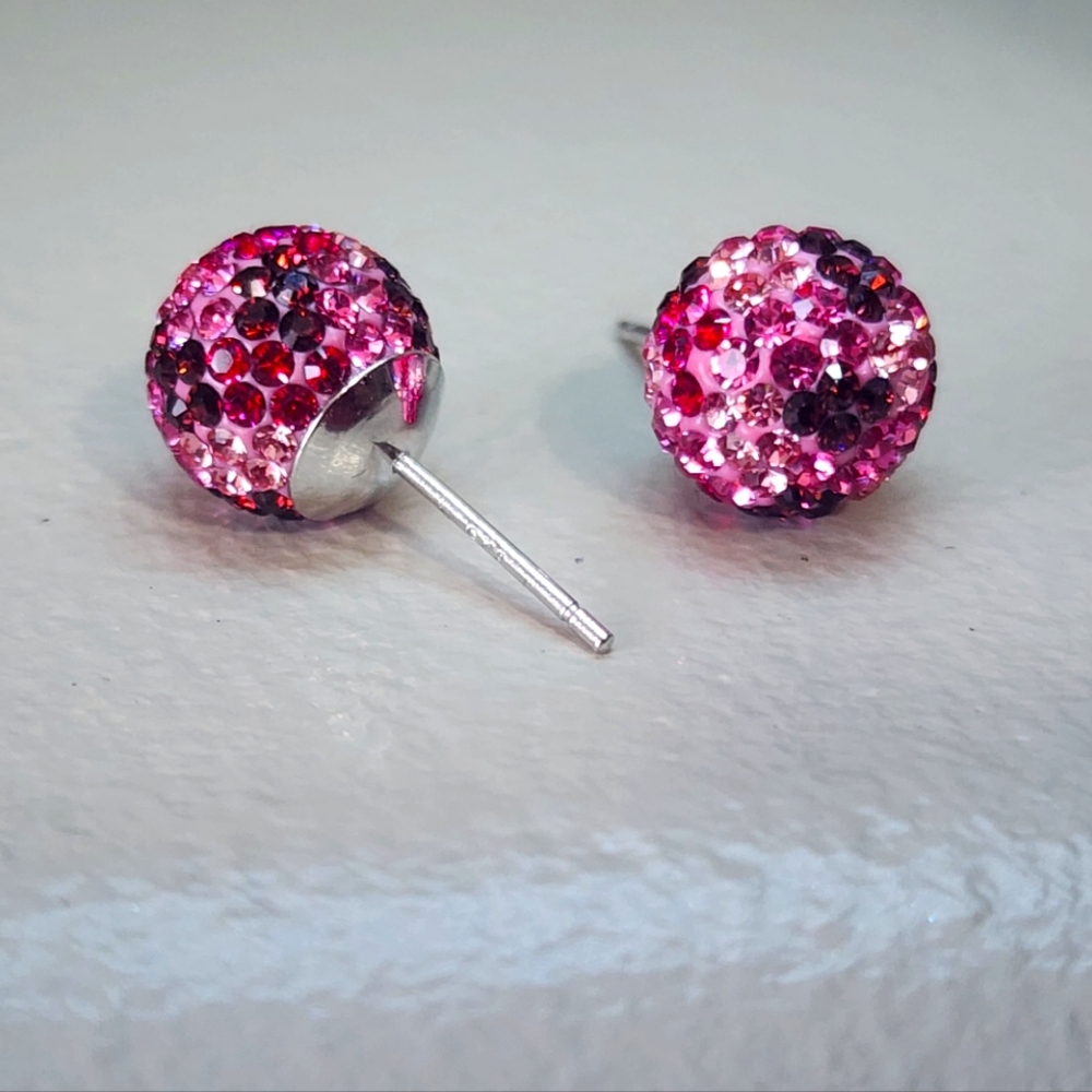 Cherry Camouflage Crystal Ball Earrings – 10mm